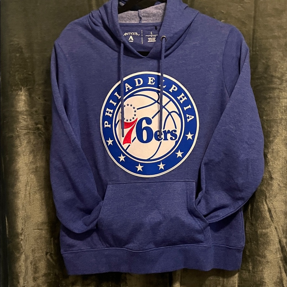 Antigua Blue Philadelphia 76ers Hoodie